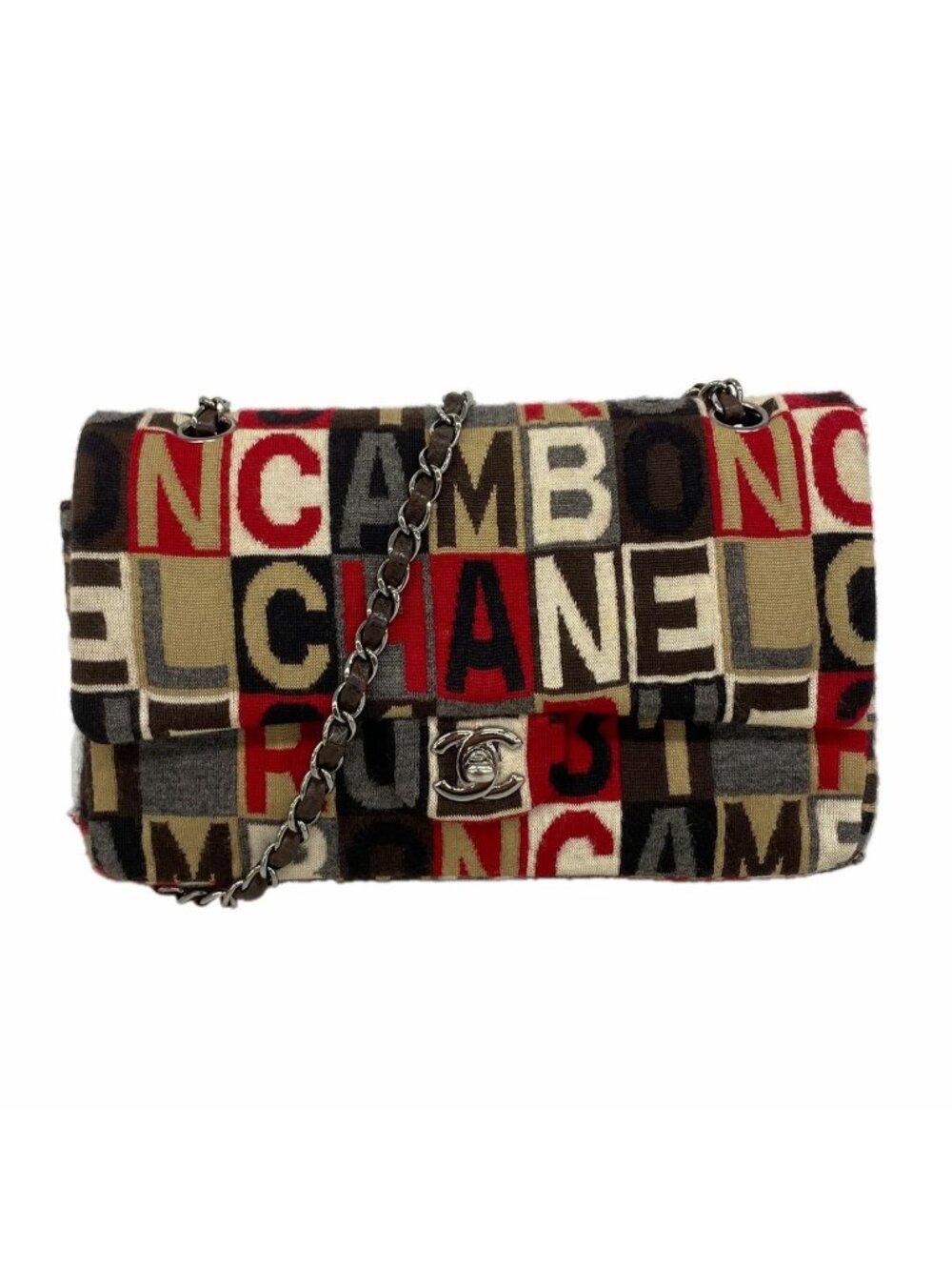 Chanel Shoulder Bag Cotton Multicolor Silver